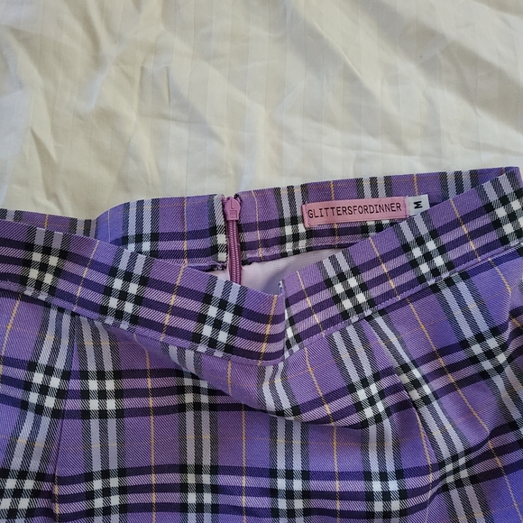 Glitters for Dinner Purple Tartan Mini Skirt - Picture 2 of 2